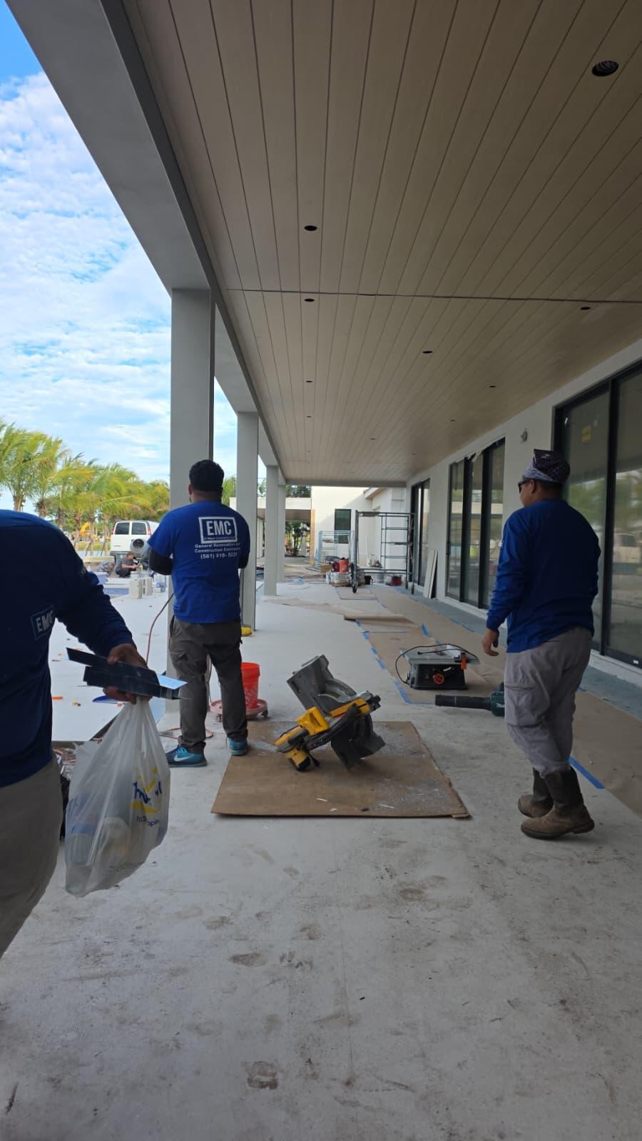 Modern commercial exterior soffit installation