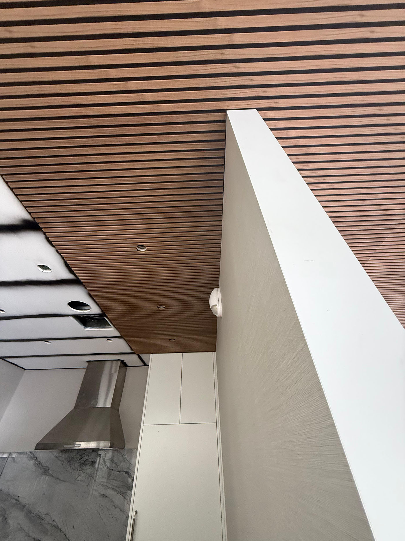 Premium wood slat ceiling installation