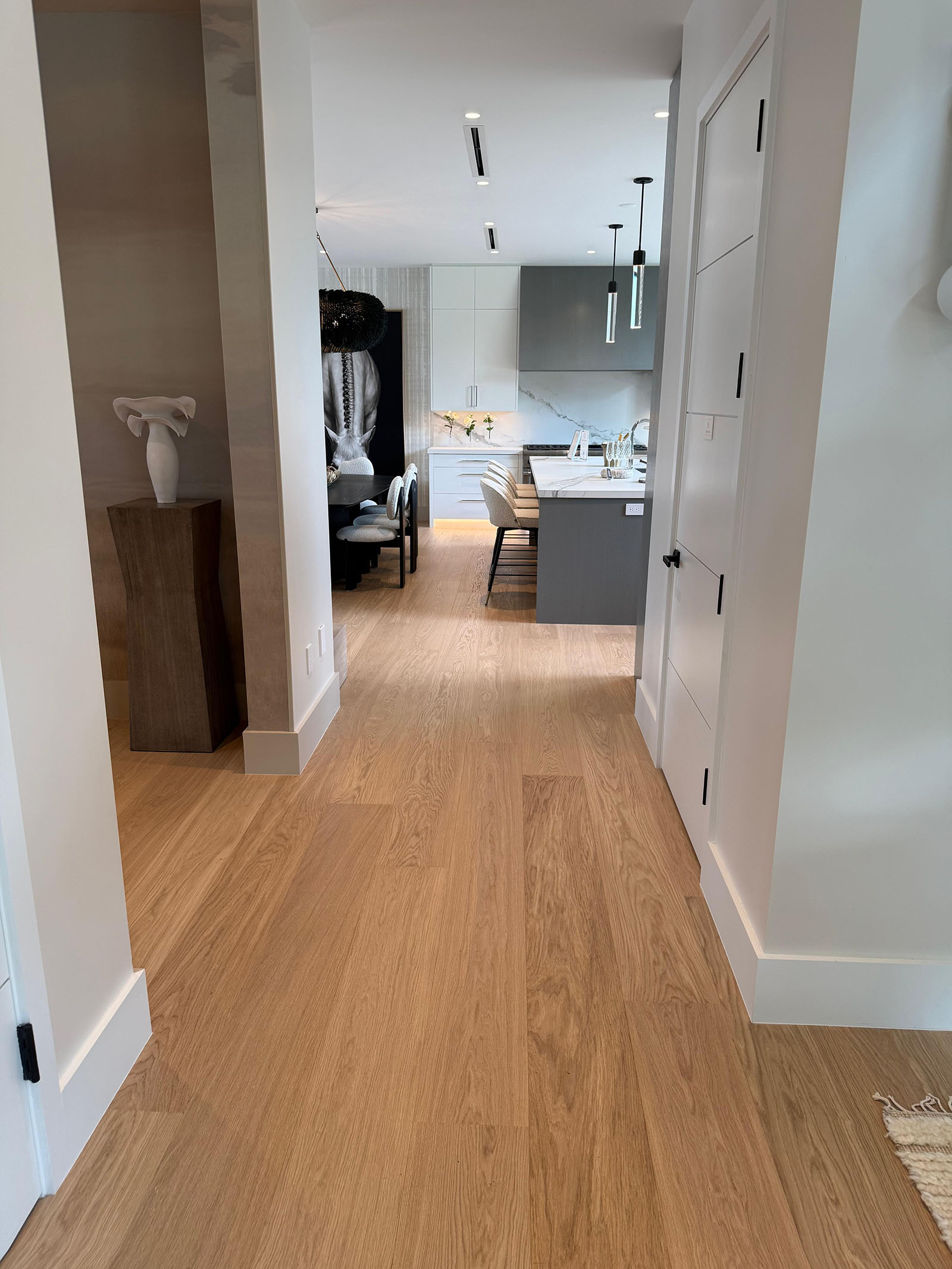 Luxury residence hallway and kitchen — completed
