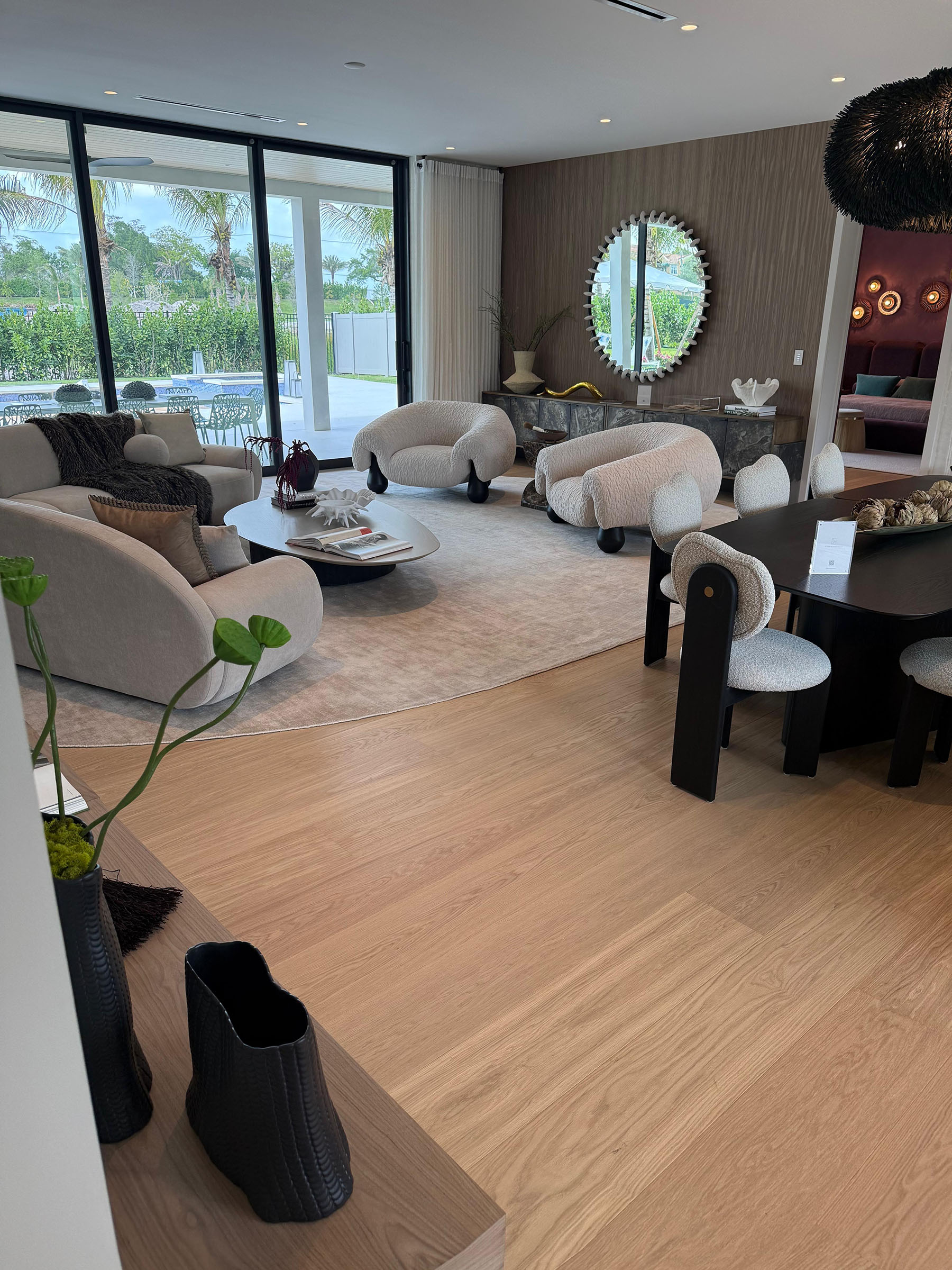 Luxury living room with floor-to-ceiling windows — completed
